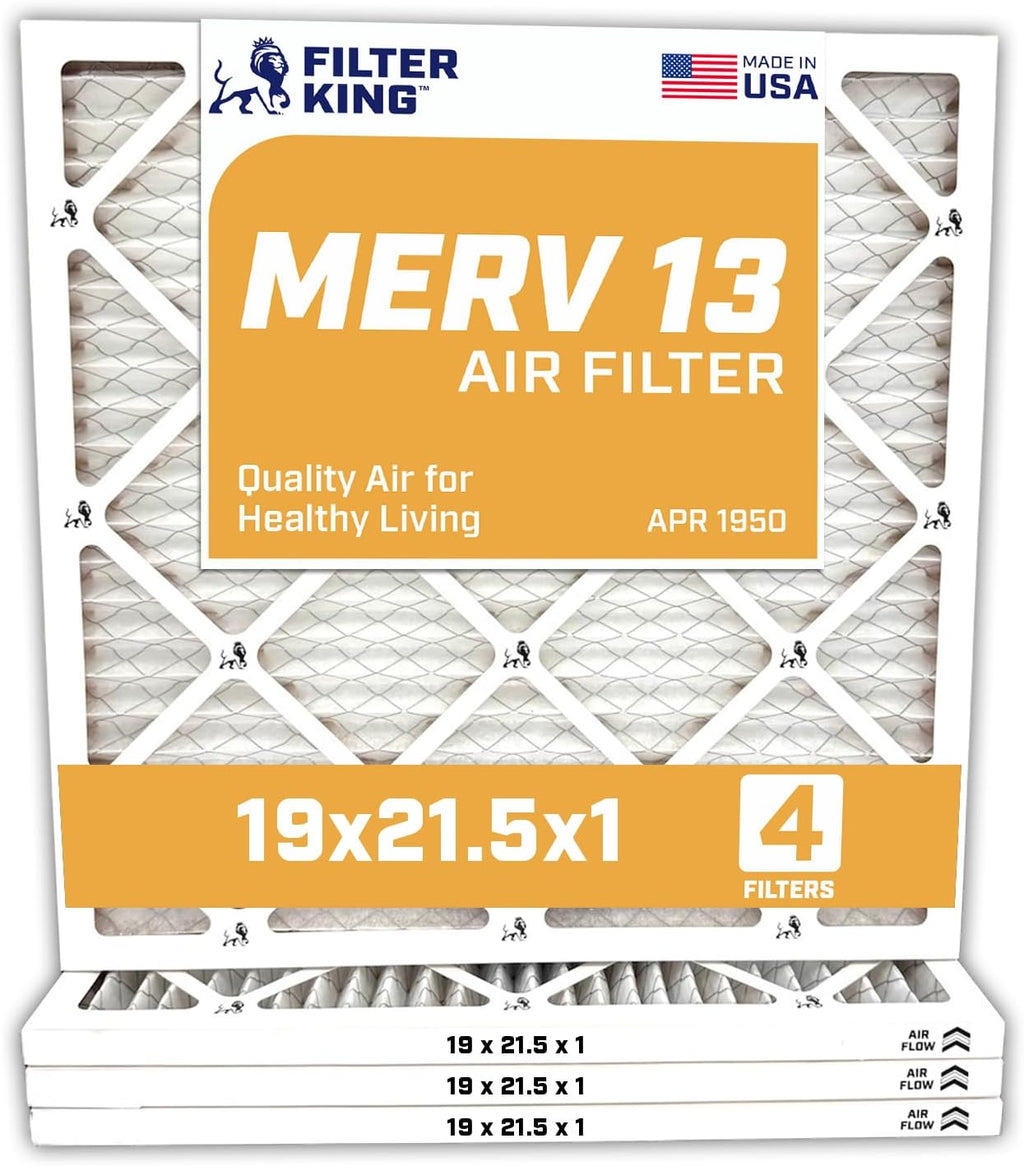 Filter King 19x21.5x1 Air Filter | 4-PACK | MERV 13 HVAC Pleated A/C Furnace Filters | MADE IN USA | Actual Size: 19 x 21.5 x .75"