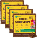 Coco Coir Husk Chips 4-Pack – 2.4 Cu. Ft. Compressed Coconut Coir Bricks, 10 lb. Natural Substrate for Indoor & Outdoor Use, Orchid Bark Alternative, Orchid Potting Mix, Indoor Plant Soil
