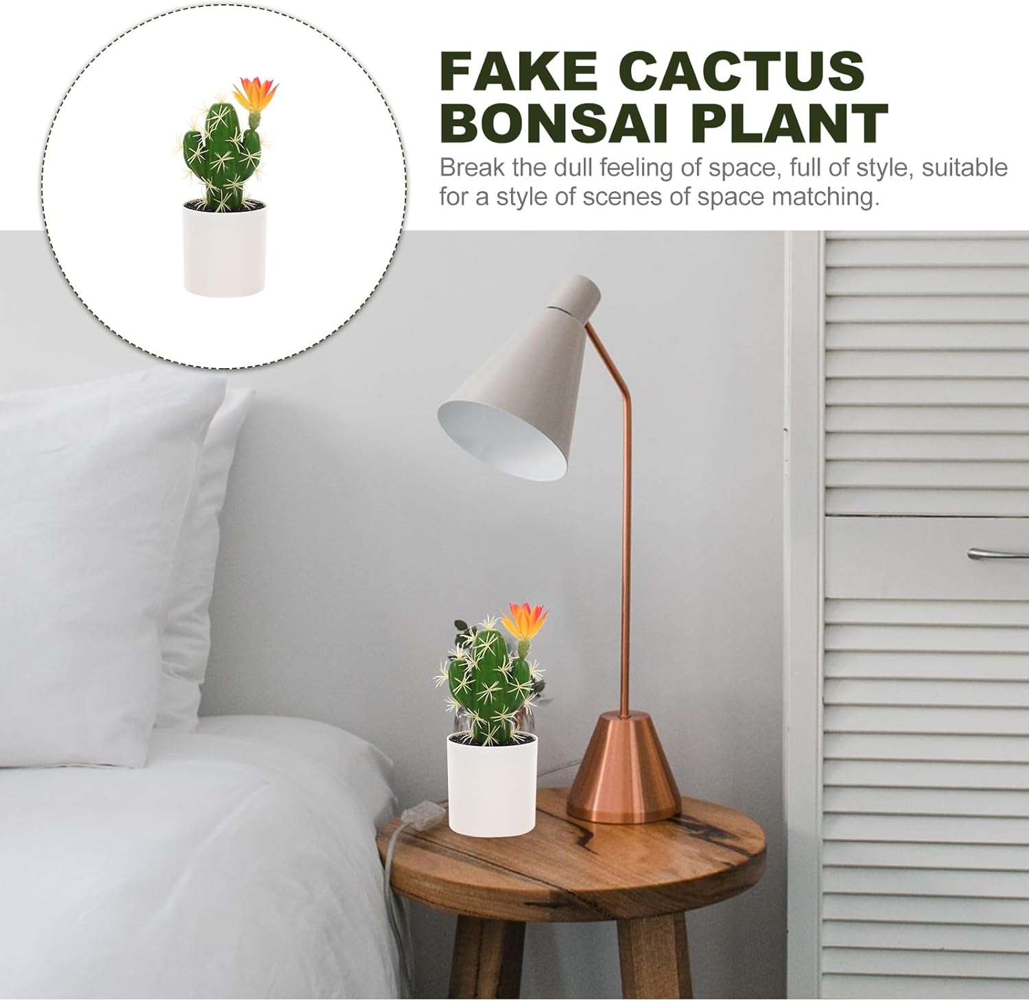HOMSFOU Artificial Cactus Bonsai Lifelike Plastic Potted Cactus Ornament for Tabletop Decor and Easy Care Fake Plant for Home Office Decoration