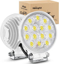Nilight Marine LED Pods 2Pcs 4.5Inch 42W 4200LM White Round Light Flood Beam Ponton Boat Deck Dock Lights for Night Fishing T-top Stern Yacht Kayak Port Sailboat, 2 Years Warranty