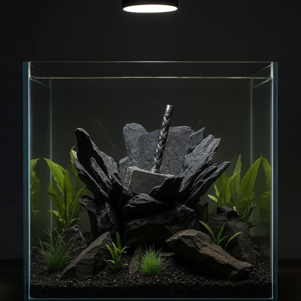 Aquarium Decoration for Fish Tank Thor’s Hammer Resin Aquarium Ornament Decorative Fish Tank Decor for Aquascaping Hiding Resting Betta Shrimp Cichlid