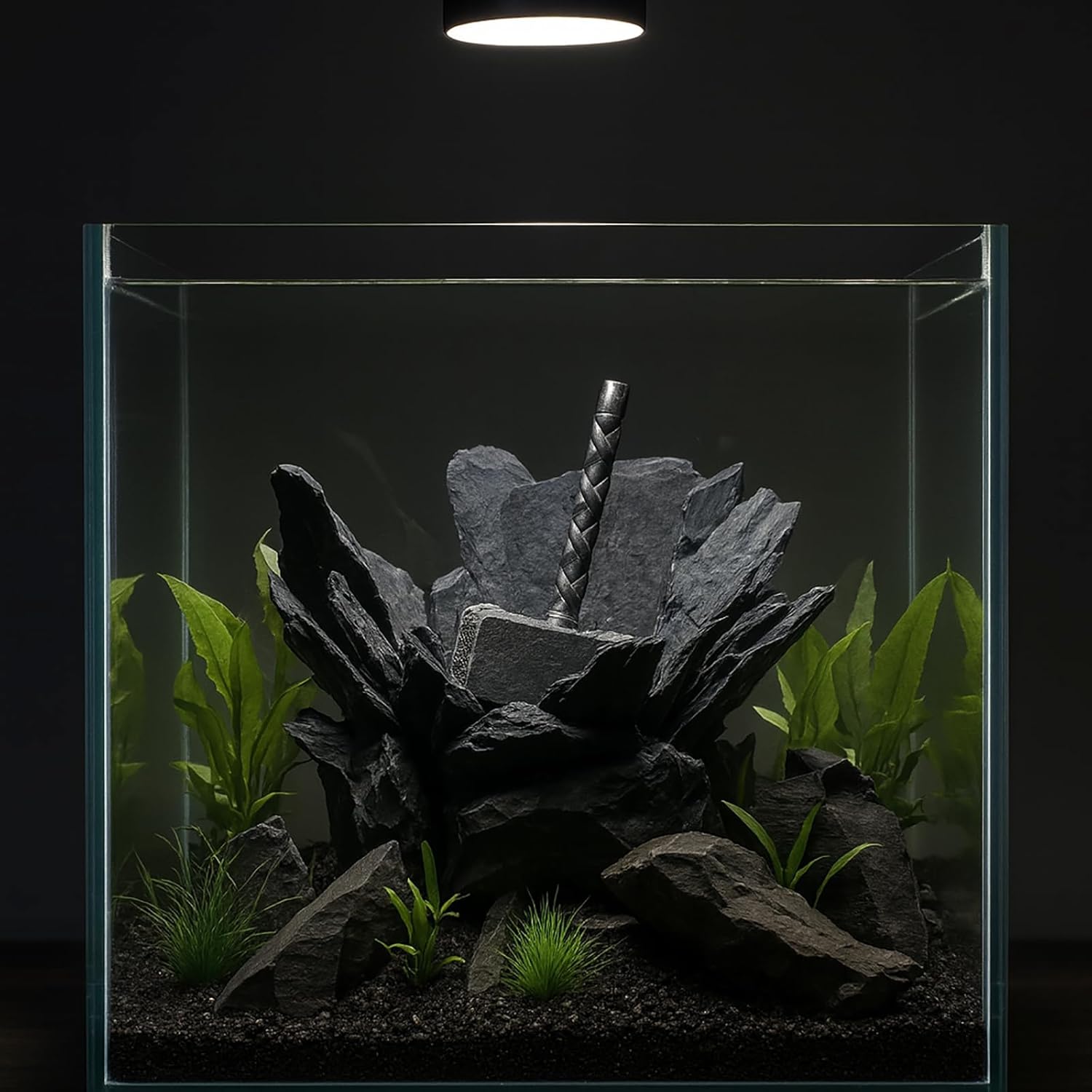 Aquarium Decoration for Fish Tank Thor’s Hammer Resin Aquarium Ornament Decorative Fish Tank Decor for Aquascaping Hiding Resting Betta Shrimp Cichlid