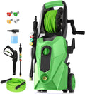 Pressure Cleaner 5000 PSI,2.8 GPM Power Cleaner with Foam Cannon,Portable Cleaner with 33ft Hose Reel,4 Nozzle Tips,and Soap Bottle for Cars/Home/Driveways/Patios/Decks/Fences(Dark Green)
