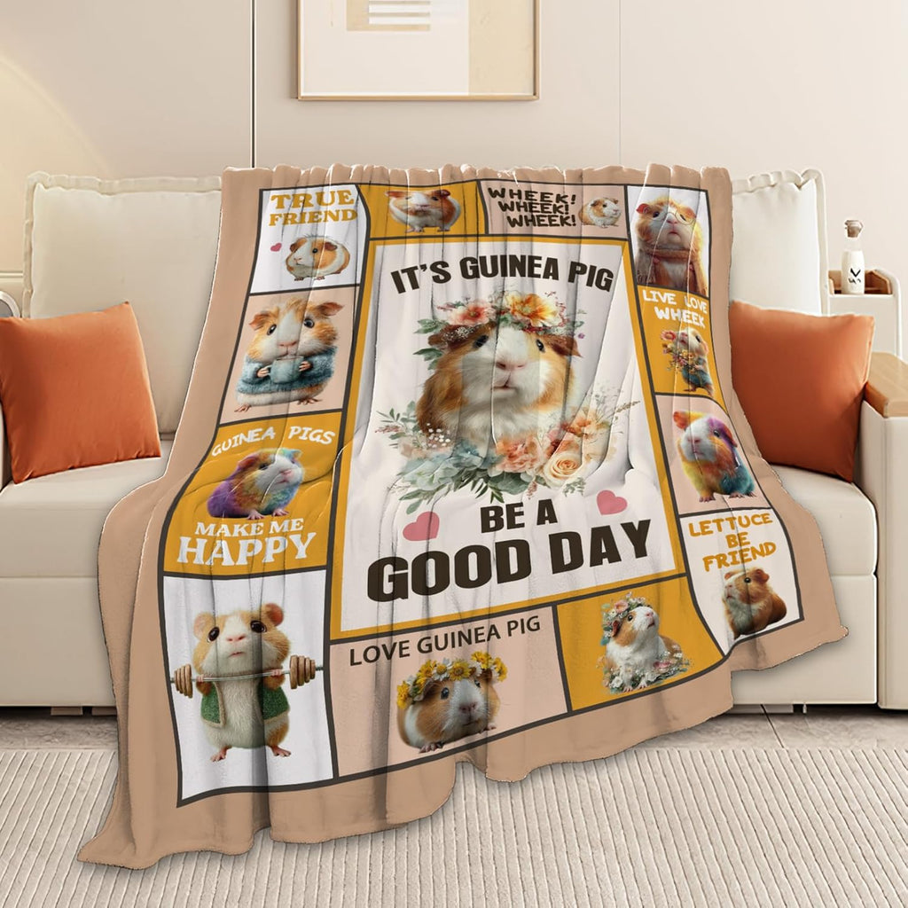 Guinea Pig Throw Blanket Guinea Pig Stuff Gifts for Kids Girls Boys Adults Women Men Soft Cozy Warm Plush Fluffy Fuzzy Fleece Blanket Decor 50''X60''