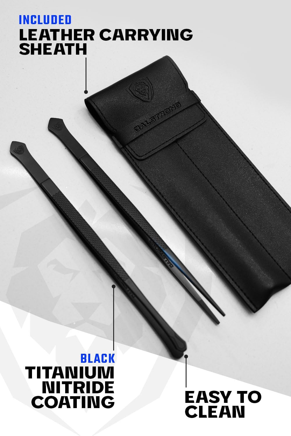 DALSTRONG Professional Plating Tweezers - 2 Piece Set - 10 inch Straight+Wide Tip High-Precision - Black Titanium Coating - Plating, Multi-use - 304 Stainless Steel - Culinary Fine Use - Kitchen Tongs