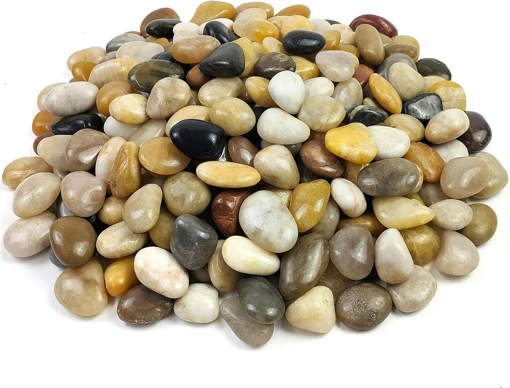 Pebbles for Indoor Plants, Natural Polished River Rocks, Small Decorative Mixed Color Stones for Planters Vase Fish Tank Aquariums Landscaping Garden, 10lbs