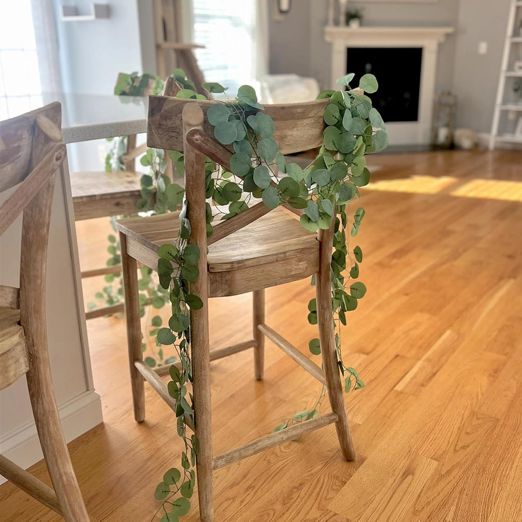 CQURE 28 Pack 228Ft Eucalyptus Garland,Artificial Eucalyptus Leaves Table Greenery Garland Wreath Vines for Wedding Party Fireplace Bedroom Wall Room Decor