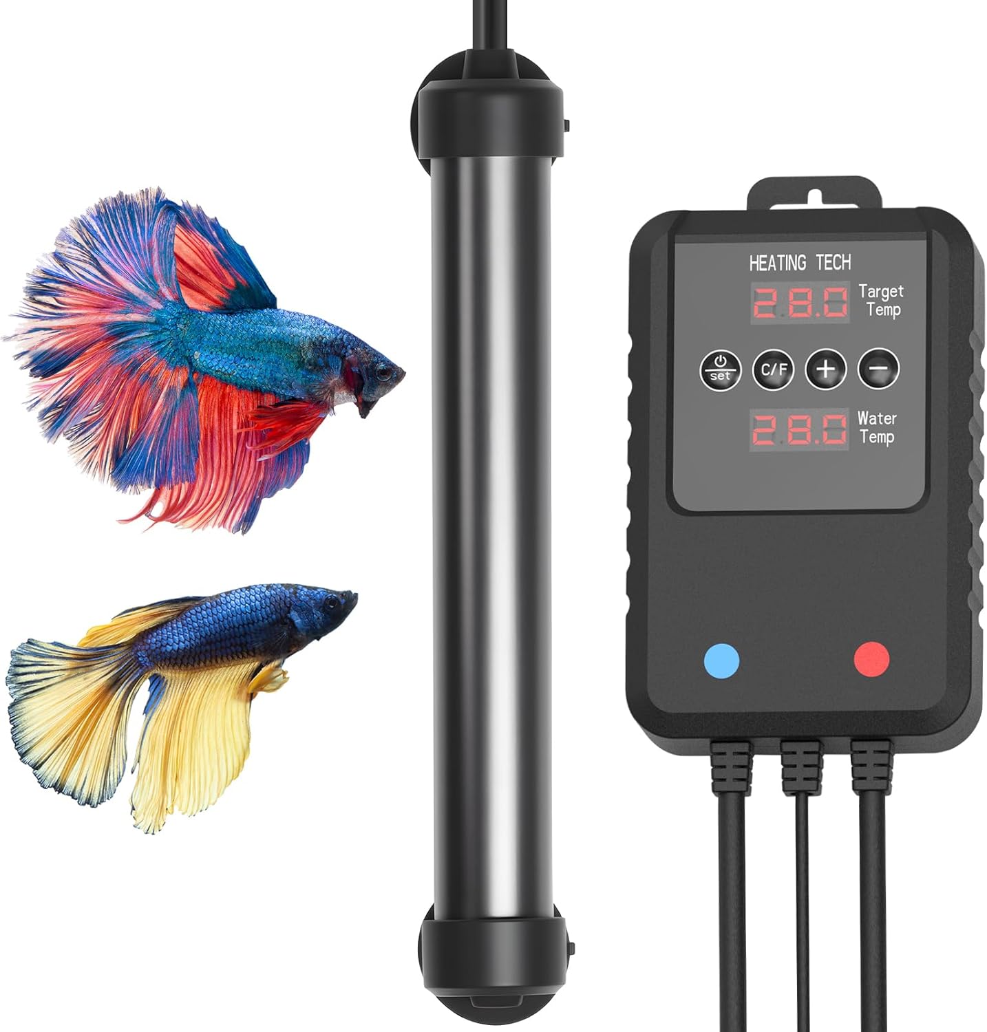 Aquarium Heater 100W, Submersible Fish Tank Heater for 10–20 Gallon Tanks, Digital Display Temperature Controller, Adjustable Thermostat, Overheat & Dry-Run Protection for Betta, Turtle