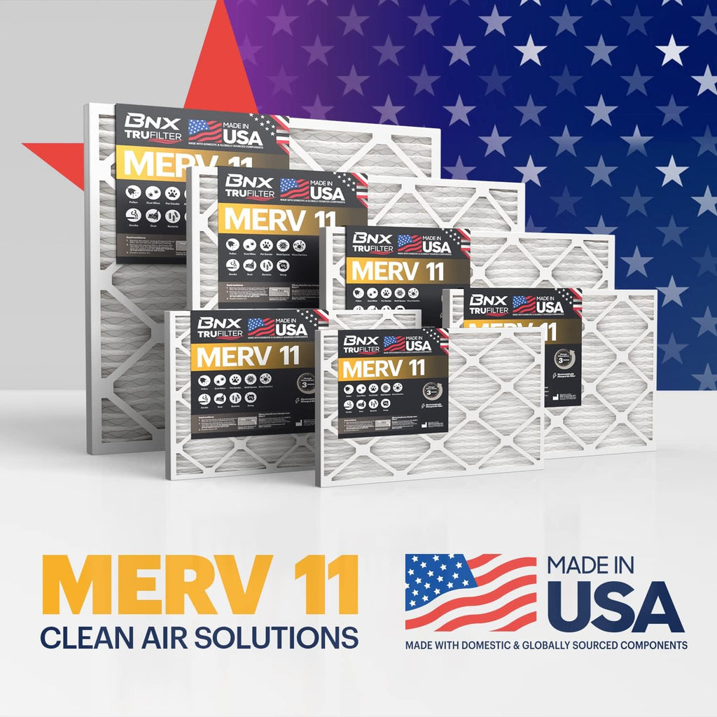 BNX TruFilter 20x23x1 Air Filter MERV 11 (12-Pack)- MADE IN USA - Allergen Defense Electrostatic Pleated Air Conditioner HVAC AC Furnace Filters for Allergies, Dust, Pet, Smoke, Allergy MPR 1200 FPR 7