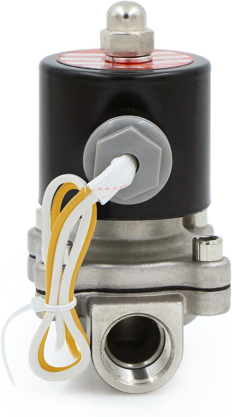U.S. Solid Stainless Steel Electric Solenoid Valve 110VAC Normally Closed Air Water (1/2 Inch)