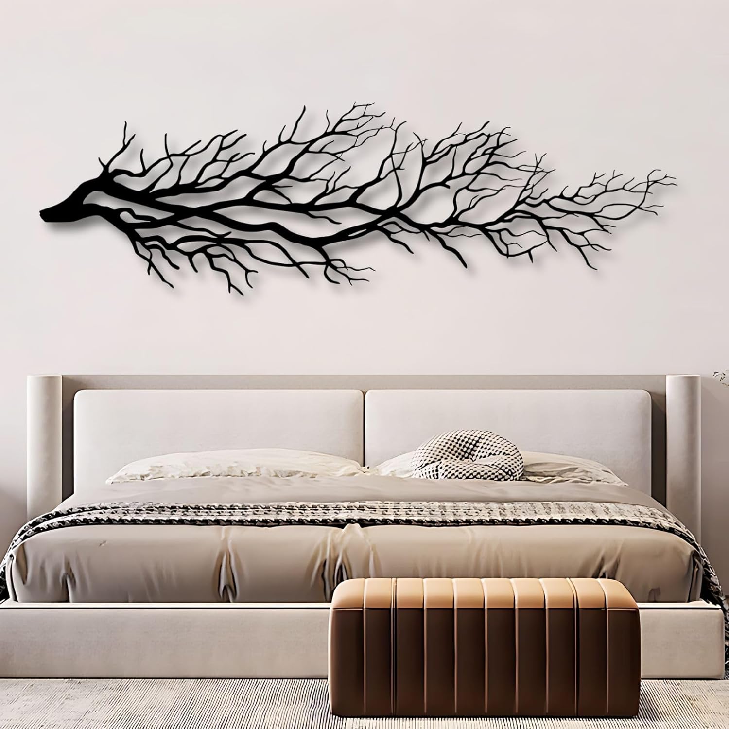 Tree Wall Art, Tree Branch Wall Decor, Metal Tree Branch Wall Art, Tree Branch Wall Hanging, Minimalist Branch Wall Decor, Metal Tree Wall decor, Tree of Life for Bedroom Living Room (Silver, 48 x 15 in | 121 x 37cm)