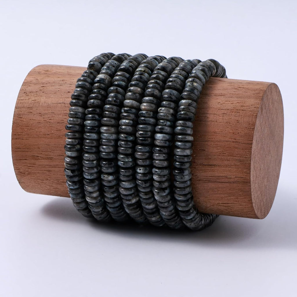 Natural Black Spectrolite Disk Stone Spacer Beads 6x2mm 38cm/str Flat Rondelle Loose Semi Gemstone Caps for Making Bracelets Necklace