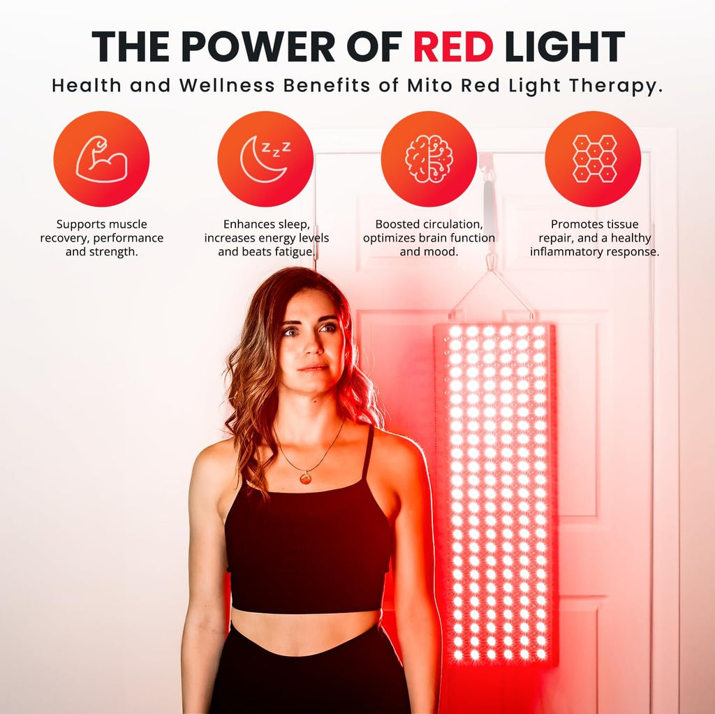 Mito Red Light - MitoMEGA 2.0 Red Light Panel - Red Light Therapy for Face and Neck – Red Light Therapy Panel - Red Light & Near Infrared Red Light Therapy - at-Home Red Light Therapy for Body