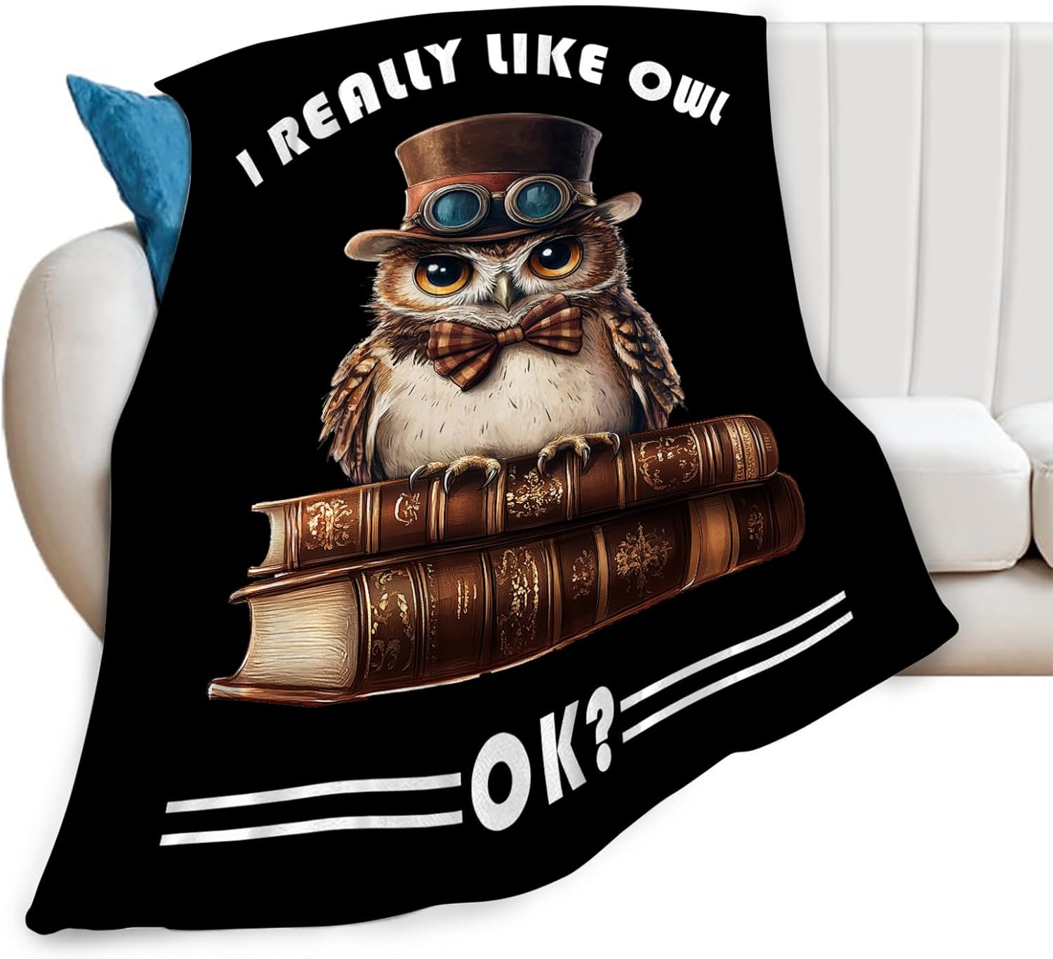 Owl Blanket Book Throw Blankets Funny Gifts for Girls Boys Kids Soft Cozy Fleece Plush for Couch Sofa Bed 60"x50"
