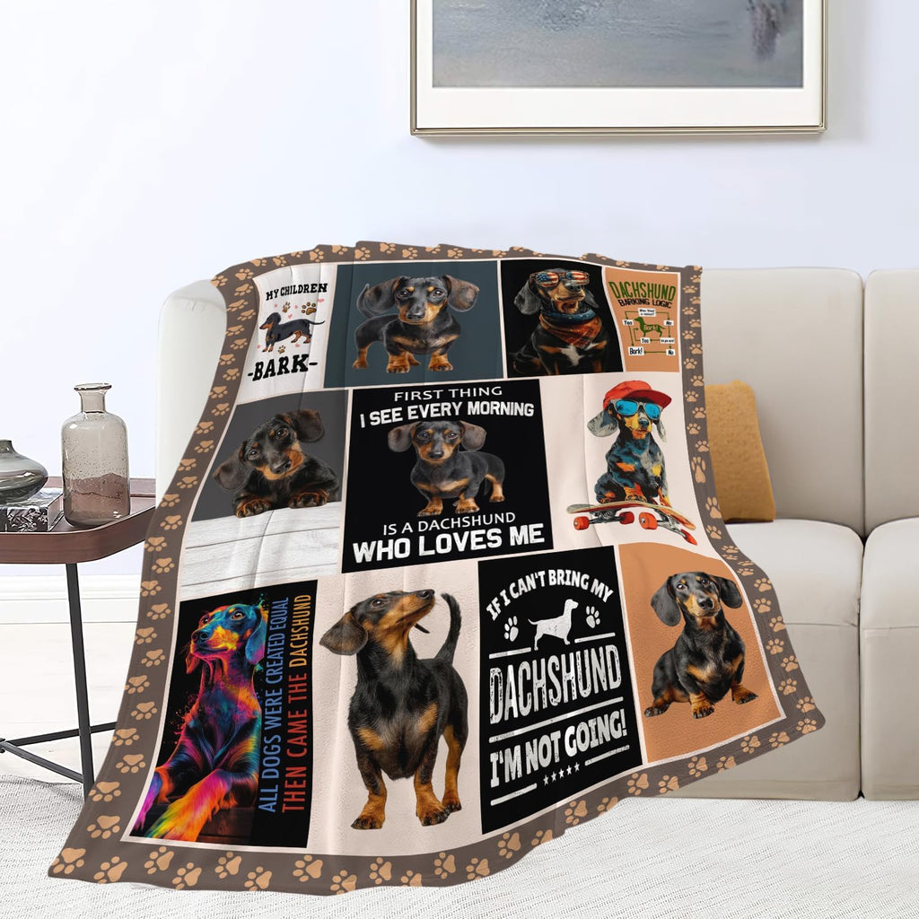 Dachshund Throw Blanket Weiner Dog Dachshund Puppy Stuff Gifts for Dog Lover Kids Girls Boys Adults Women Men Soft Cozy Warm Plush Fluffy Fuzzy Fleece Blanket Decor 50''X60''