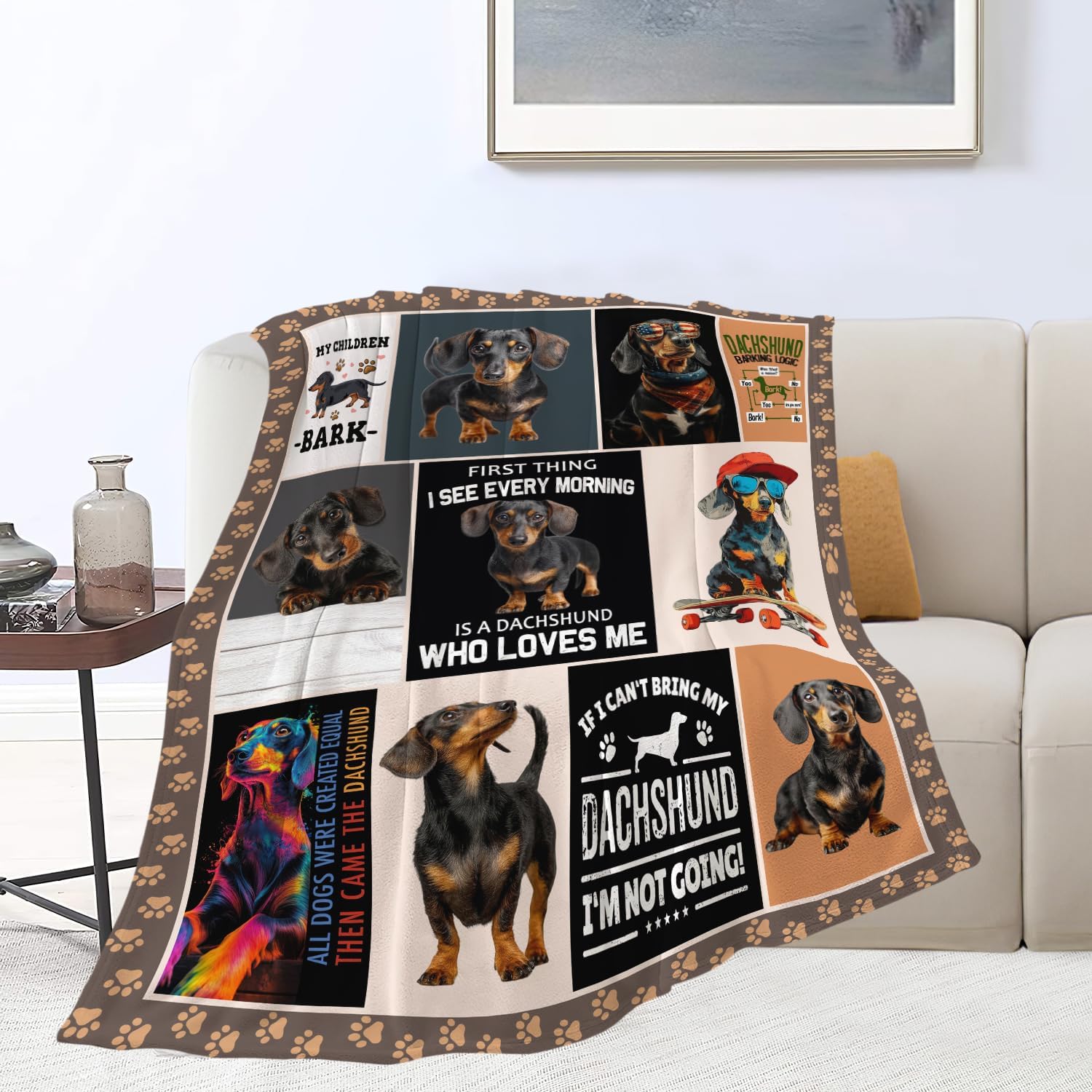Dachshund Throw Blanket Weiner Dog Dachshund Puppy Stuff Gifts for Dog Lover Kids Girls Boys Adults Women Men Soft Cozy Warm Plush Fluffy Fuzzy Fleece Blanket Decor 50''X60''