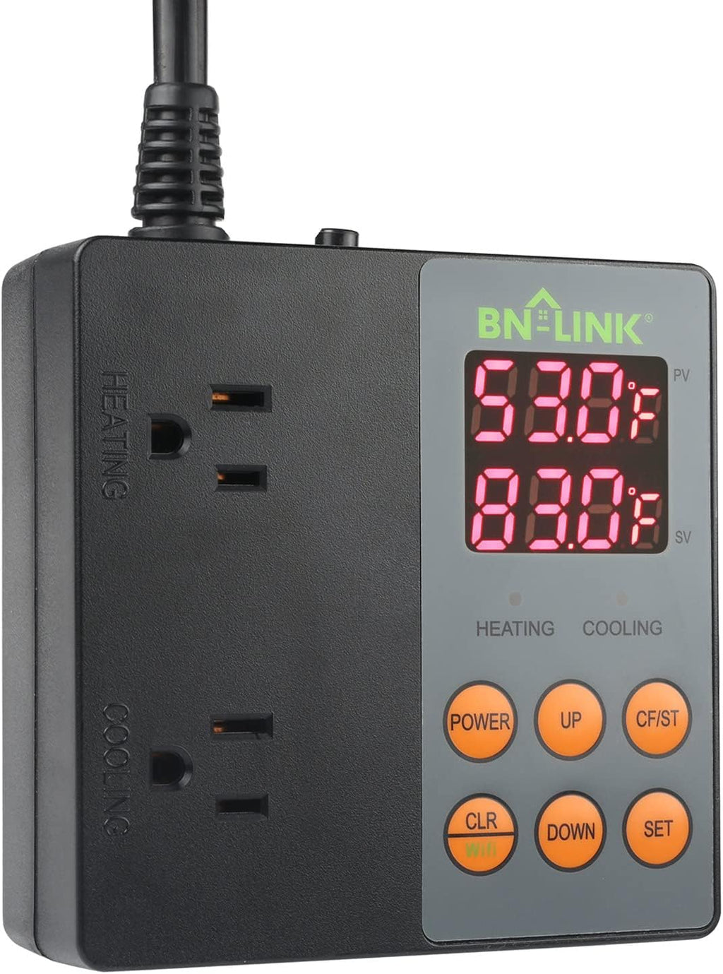 BN-LINK Smart WiFi Digital Temperature Controller Heating Cooling, Works with Alexa and Google Home. For Reptiles Aquarium Carboy Homebrew Breeding Fermenter Seed Germination °C/°F -40-176°F 15A/1875W