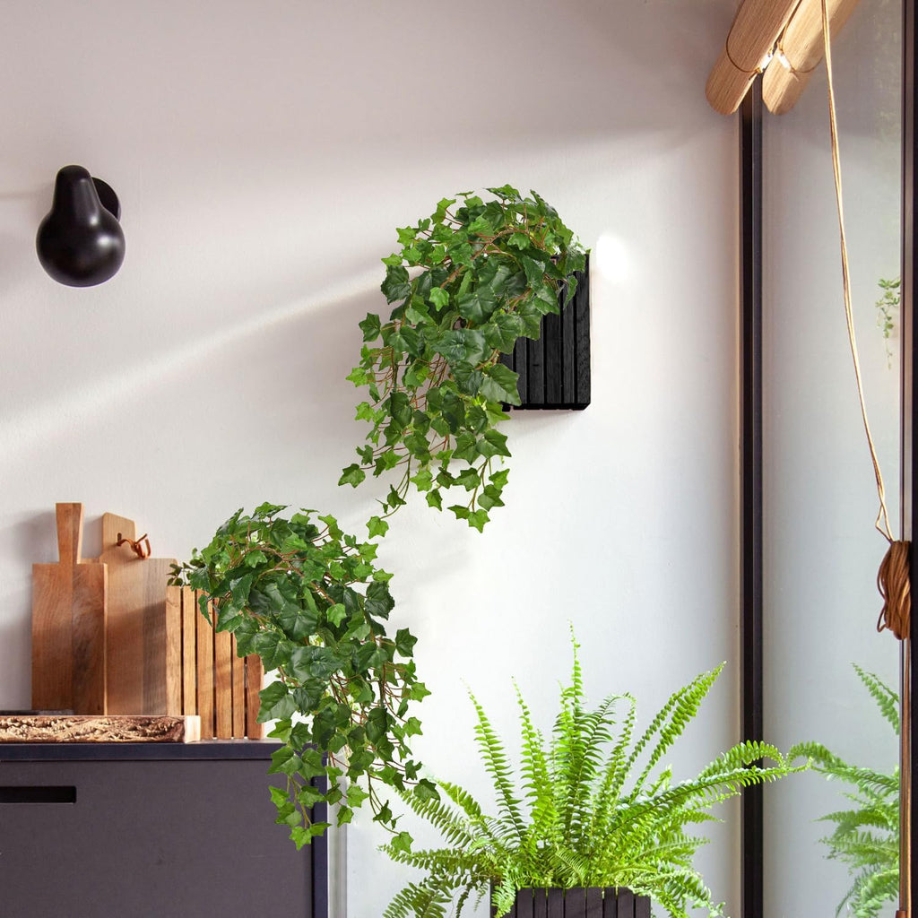 Hollyone 2pcs Artificial Hanging Plants 24" Fake Ivy Vine Faux Ivy Leaves Hanging Plant Greenery for Wall House Room Patio Indoor Outdoor Home Shelf Office Wedding Decor, UV Resistant