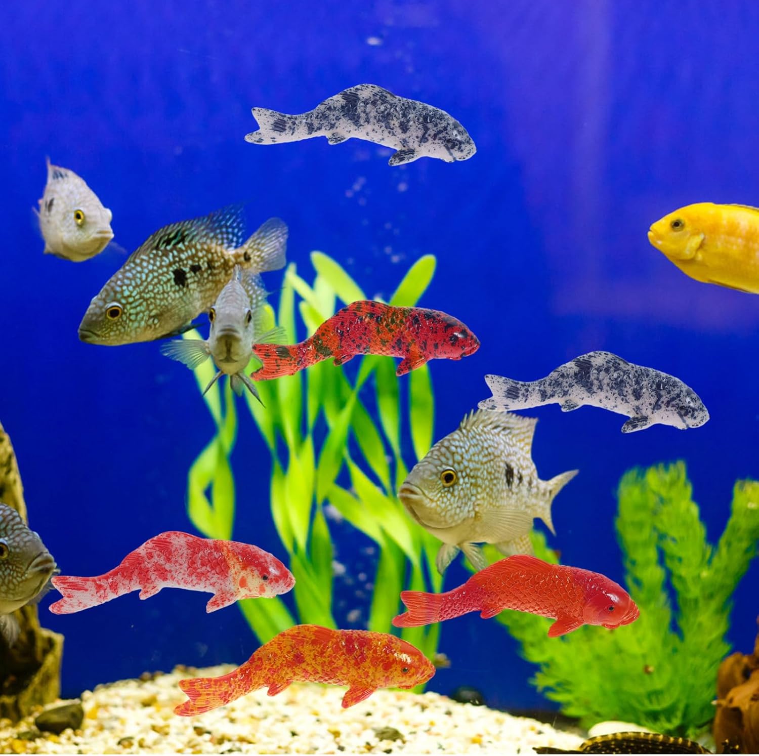Veemoon 5PCS Fake Koi Fish,2.16Inch Mini Goldfish Figurines DIY Tank Decor for Aquarium Pond Fairy Garden Supplies