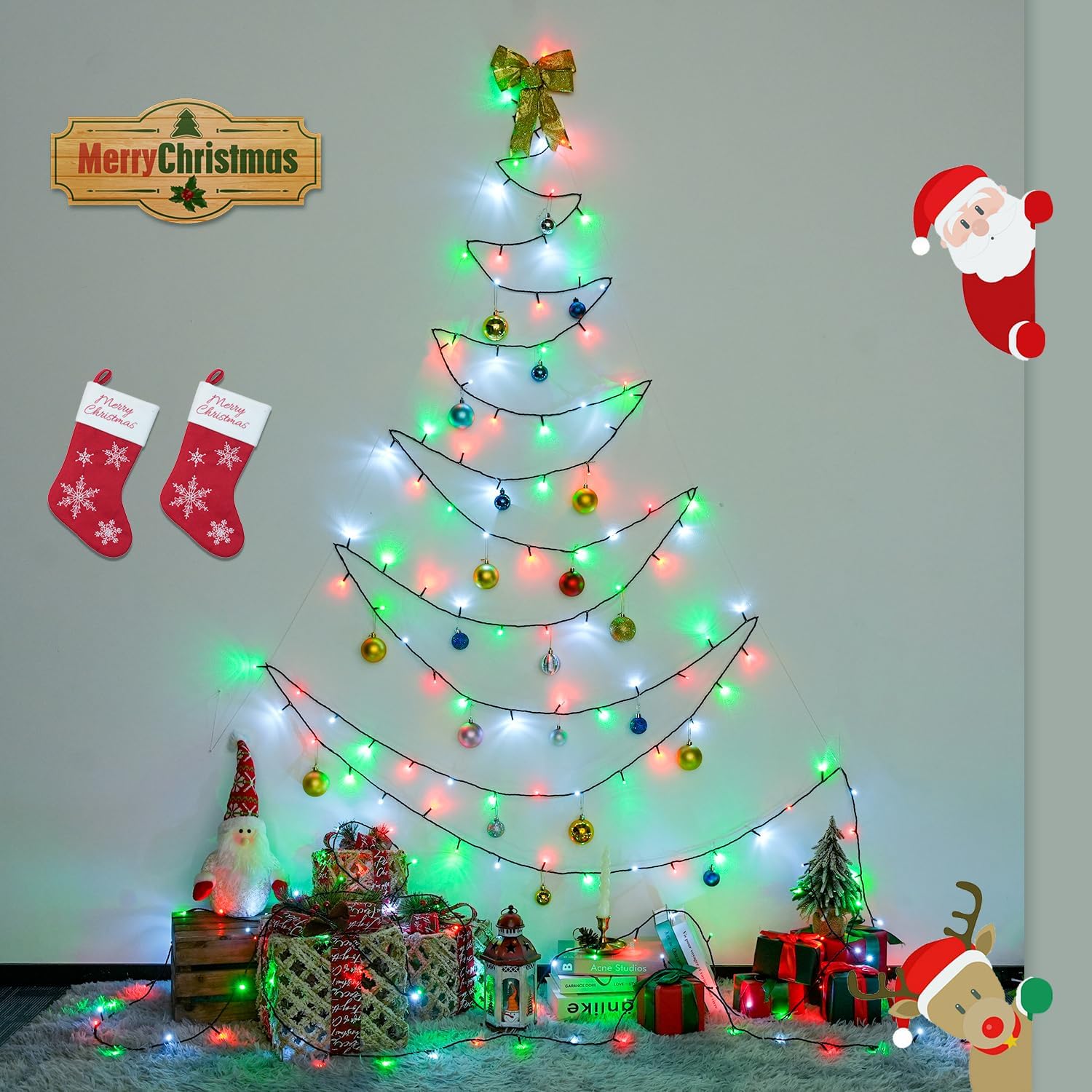 JMEXSUSS 200 LED Red White and Green Christmas Lights Outdoor, 66ft Connectable Twinkle String Lights Plug in, 8 Modes Waterproof Christmas Tree Lights for Outside Indoor Yard Xmas Decoration