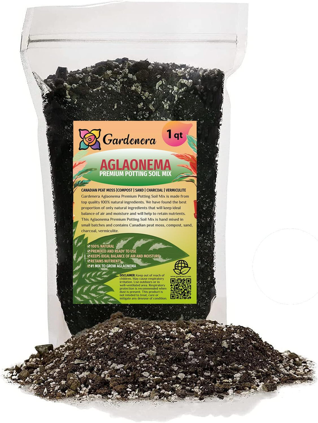 Gardenera Premium Aglaonema Plant Potting Mix - Crafted for Healthy Growth and Radiant Foliage - 1 Quart, MAIN-AGLAONEMA-1QT