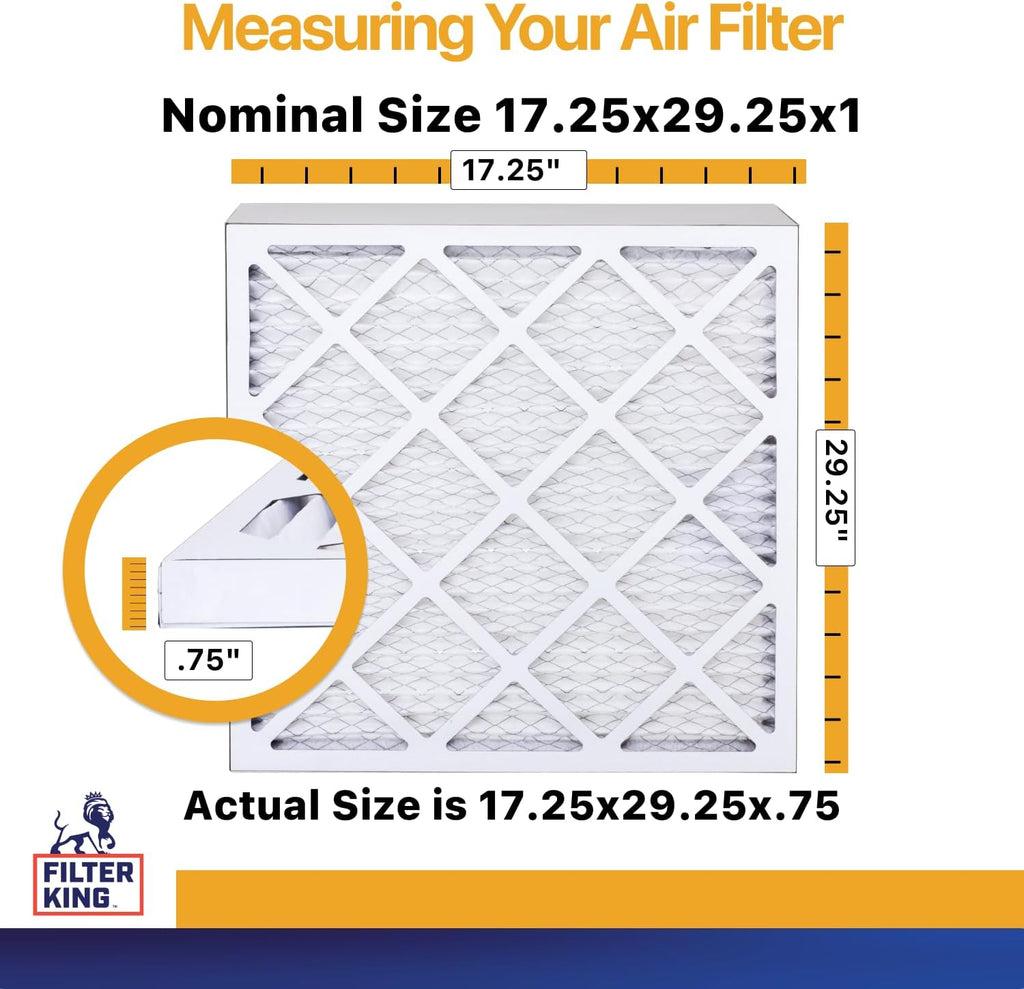 Filter King 17.25x29.25x1 Air Filter | 4-PACK | MERV 13 HVAC Pleated A/C Furnace Filters | MADE IN USA | Actual Size: 17.25 x 29.25 x .75"