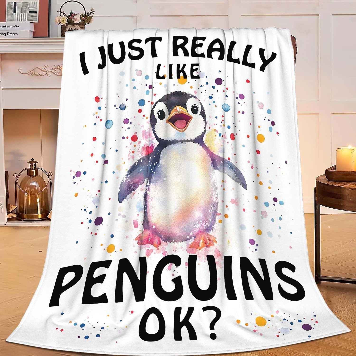 Penguin Blanket Cute Penguin Throw Blanket Gifts for Girls Boys Kids Women Men Adults Super Soft Cozy Plush Fluffy Fuzzy Fleece Blanket Home Decor 60''X80''
