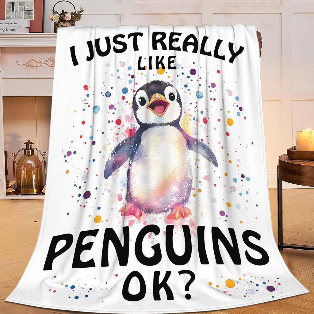 Penguin Blanket Cute Penguin Throw Blanket Gifts for Girls Boys Kids Women Men Adults Super Soft Cozy Plush Fluffy Fuzzy Fleece Blanket Home Decor 50''X60''