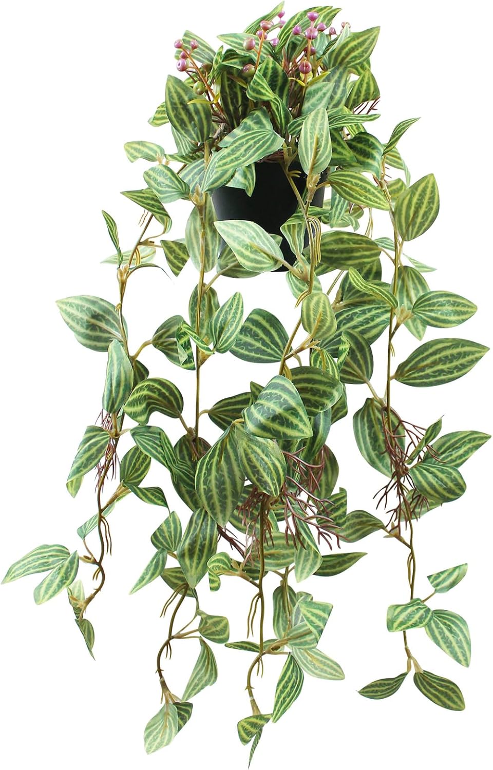 Artificial Hanging Ivy Plants Realistic 3D Watermelon Texture Fake Peperomia Leaves Faux Potting Vine Green Plants for Indoor Outdoor Home Garden Decor