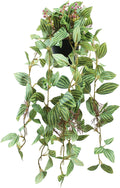 Artificial Hanging Ivy Plants Realistic 3D Watermelon Texture Fake Peperomia Leaves Faux Potting Vine Green Plants for Indoor Outdoor Home Garden Decor