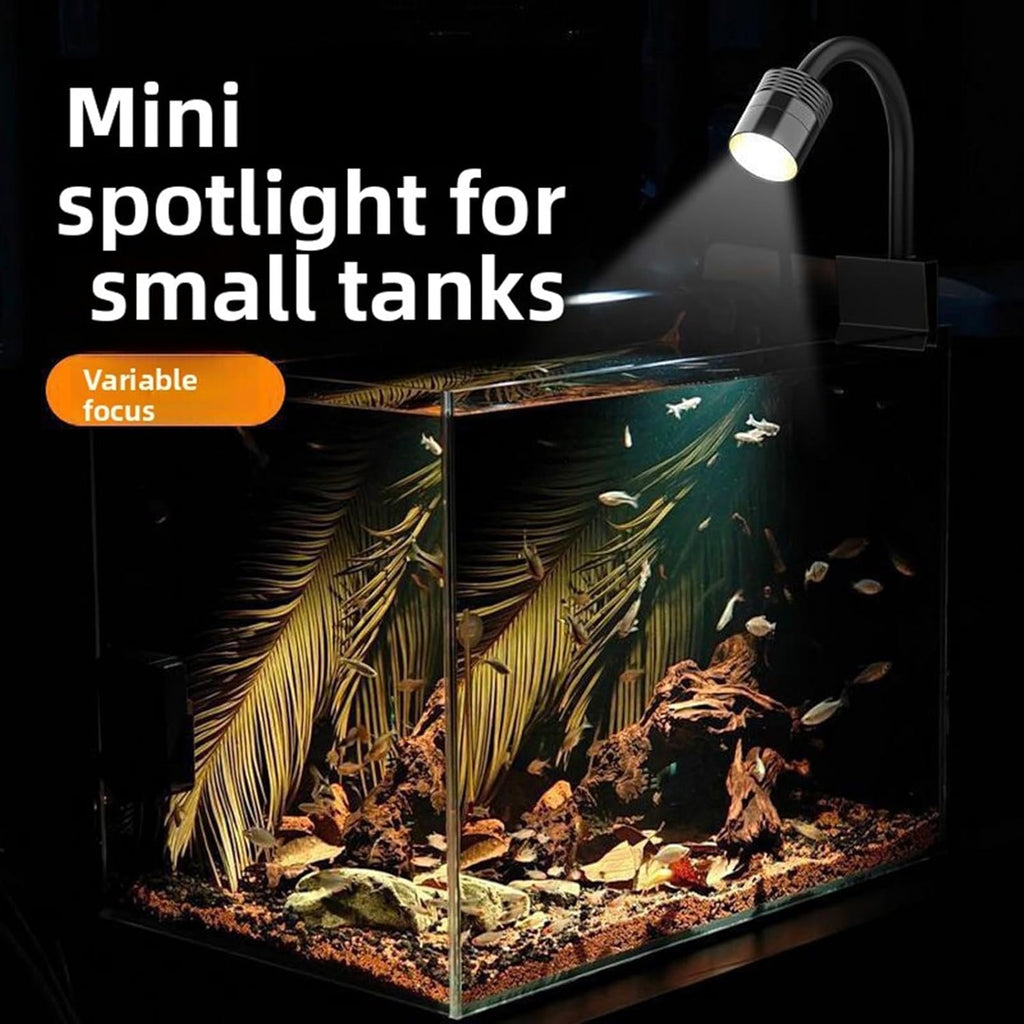 AYNEFY LED Aquarium Light, Aquarium Light for Open Fish 3 Color Lighting Adjustable Indoor LED Light Mini Lamp IP65 Waterproofing 360 Rotatable Clamp Arm Aquarium LED Lamp