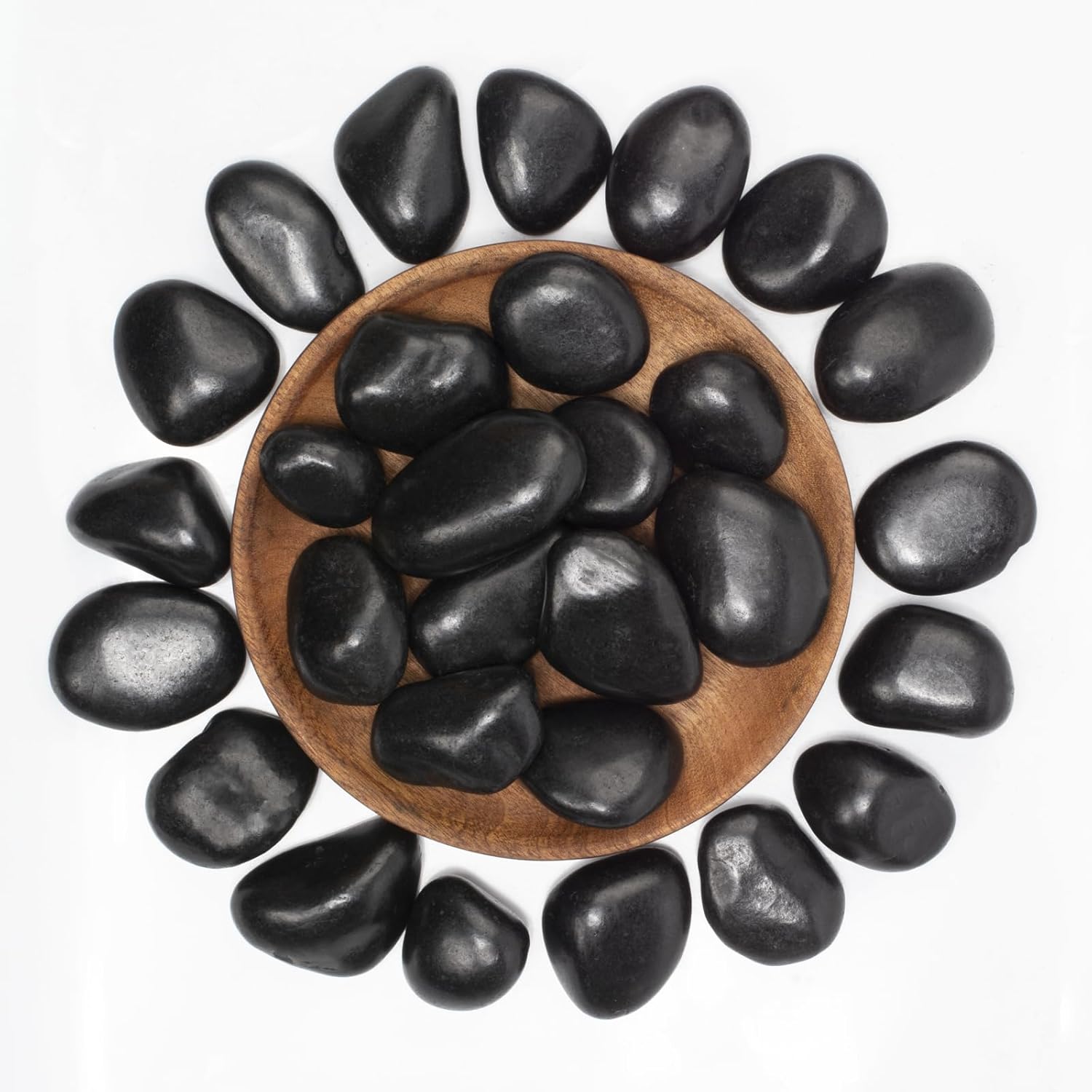 20 lbs Black River Rocks - Large Polished Black Pebbles for Plants & Garden Decorative Stones，1-2" Polished Pebbles for Landscaping, Fish Tanks, Flower Pots, Water Fountains