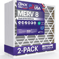 BNX TruFilter 20x20x4 (19.5’’ x 19.5’’ x 3.63‘’ Slim Fit) MERV 8 Air Filter 2-Pack - MADE IN USA - Air Conditioner Furnace Filters HVAC AC Furnace Filters for Dust, Pet, Mold, Pollen MPR 600-700 FPR 5