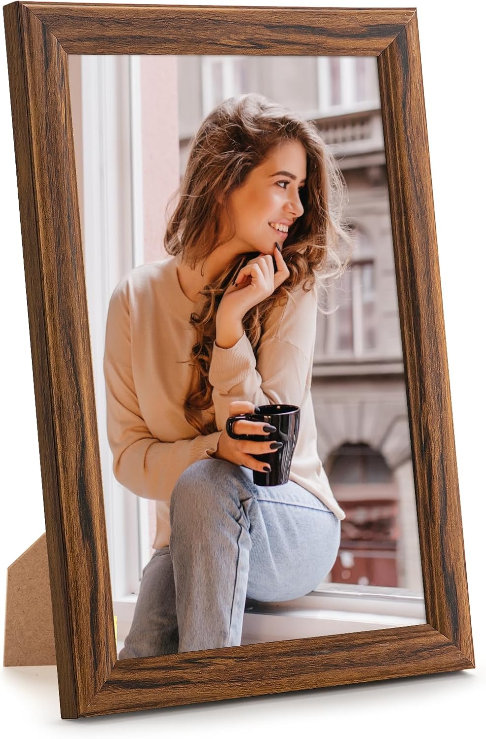 6x9 Wood Frame Brown, Natural Wooden 9x6in Picture Frames, Modern Golden 6 x 9inch Gallery Photo Pic Frame with HD Plexiglass, Horizontal Vertical Wall Mounting Tabletop Display 1Pcs