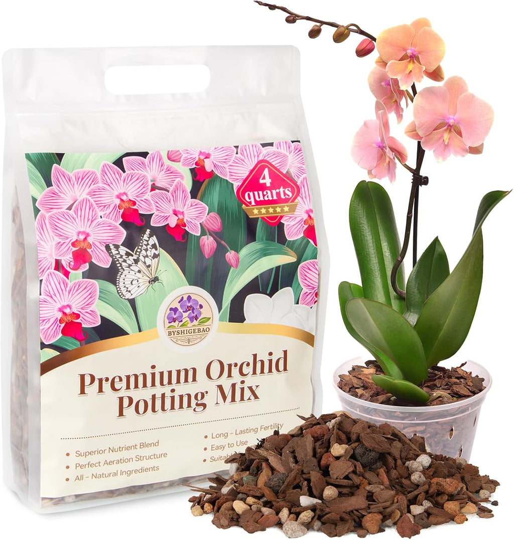 Orchid Bark Potting Mix with Pine Bark and Perlite, Fast Draining Orchid Soil for Healthy Roots, Ideal for Repotting Orchid and Orchid Bark for Indoor Plants (4 Quarts)