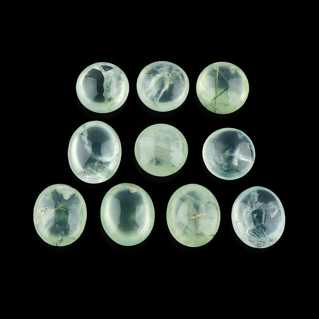 CRYSTALIS AA+ 10pcs Natural Prehnite, Loose Gemstone, Wholesale Bulk Cabochons, Jewelry Making Supply, Chakra Healing Polished Stones, Wire Wrapping, DIY, Gem Collection