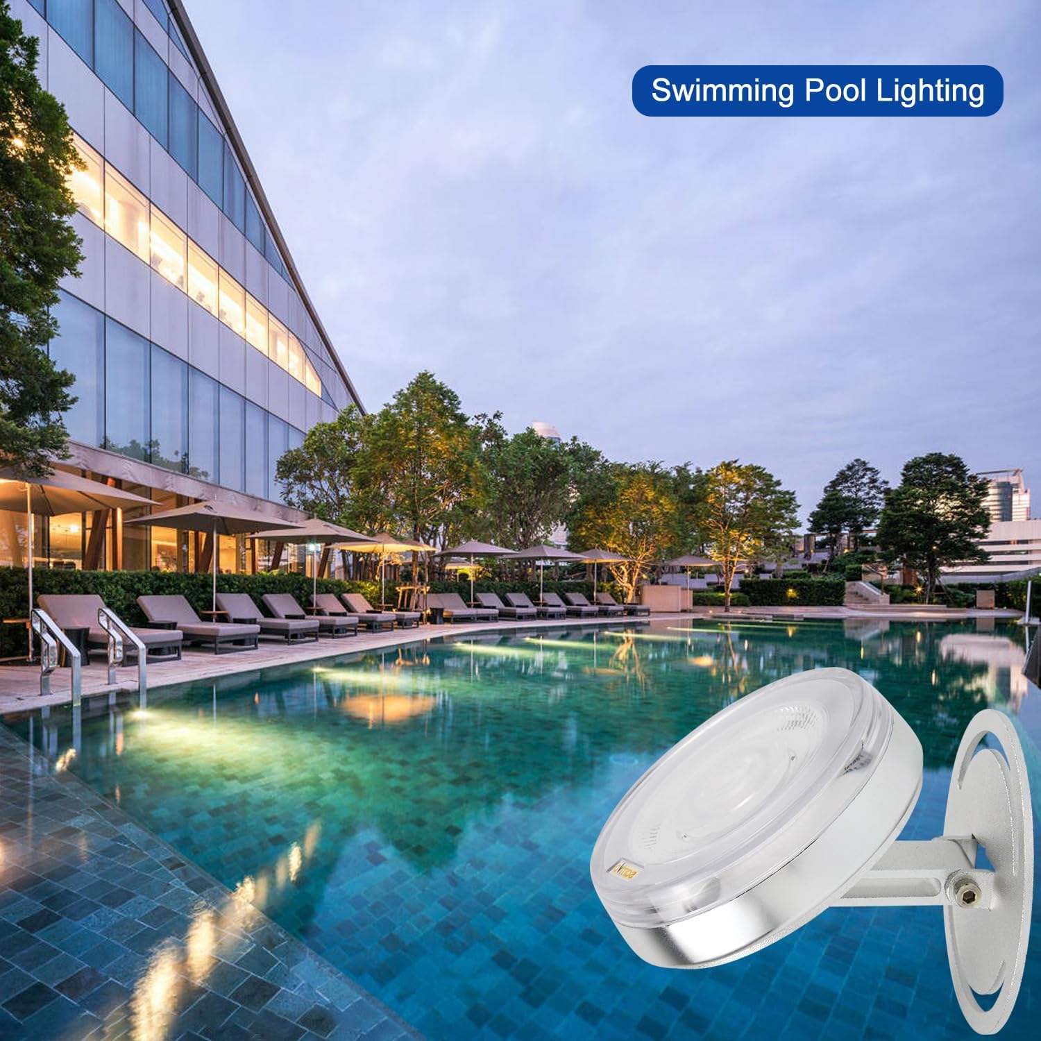 LED Underwater Pond Light, Heavy Duty Aluminum 12V 3000K Warm White IP68 Waterproof Fountain Light, Landscape Lamp for Swimming Pool, Fountain, Waterfall, Pond and Grass Land (6, Watts)