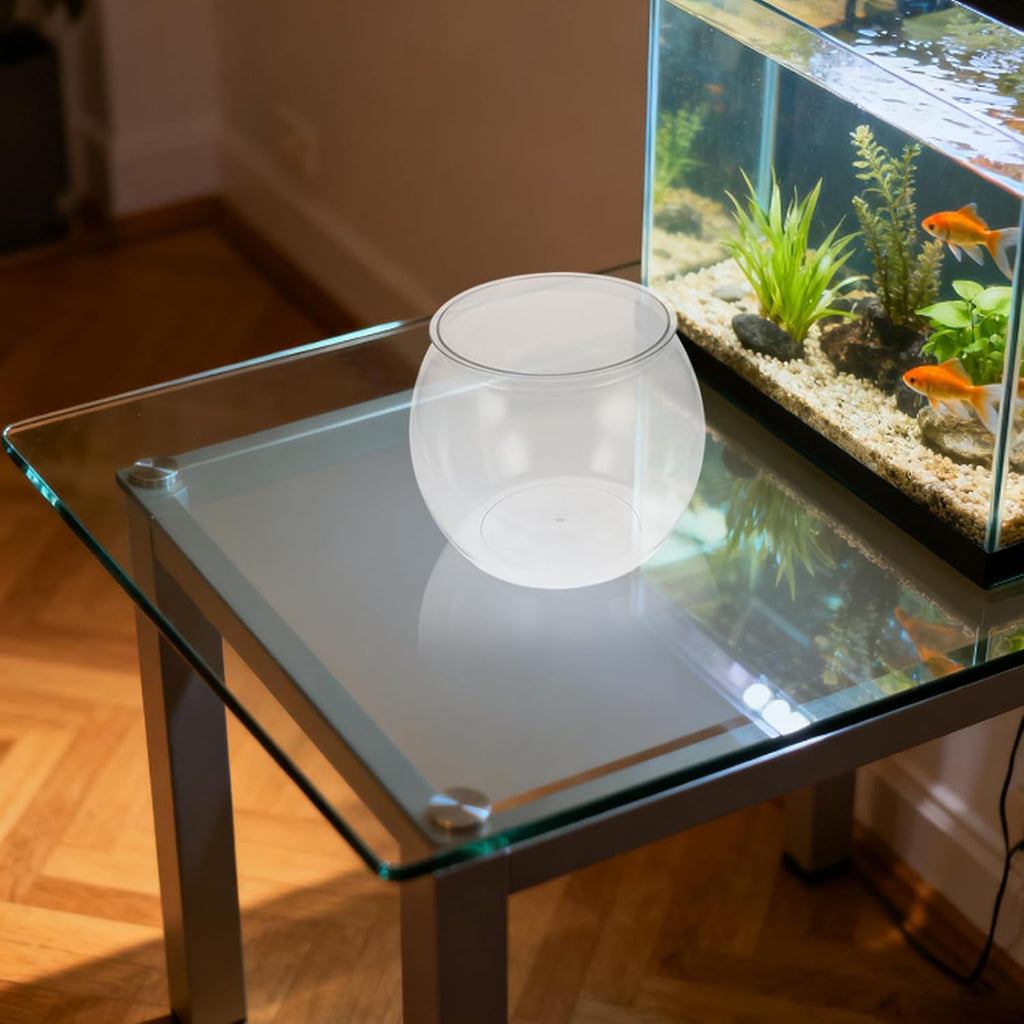 HEMOTON Round Fish Bowl: 20X17cm Small Clear Plastic Tank Unbreakable for Goldfish Betta Fish Accessories - Desk Aquarium Reptile Breeding Tank