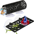 Abizoo Betta Fish Tank Accessories Decorations,Betta Tunnel Swim Tube Black Soft Edged Betta Hammock Bed, Shrimp Guppies Hideout Betta Shelter Toys, Aquarium Moss Ledge - Perfect for Betta Tanks