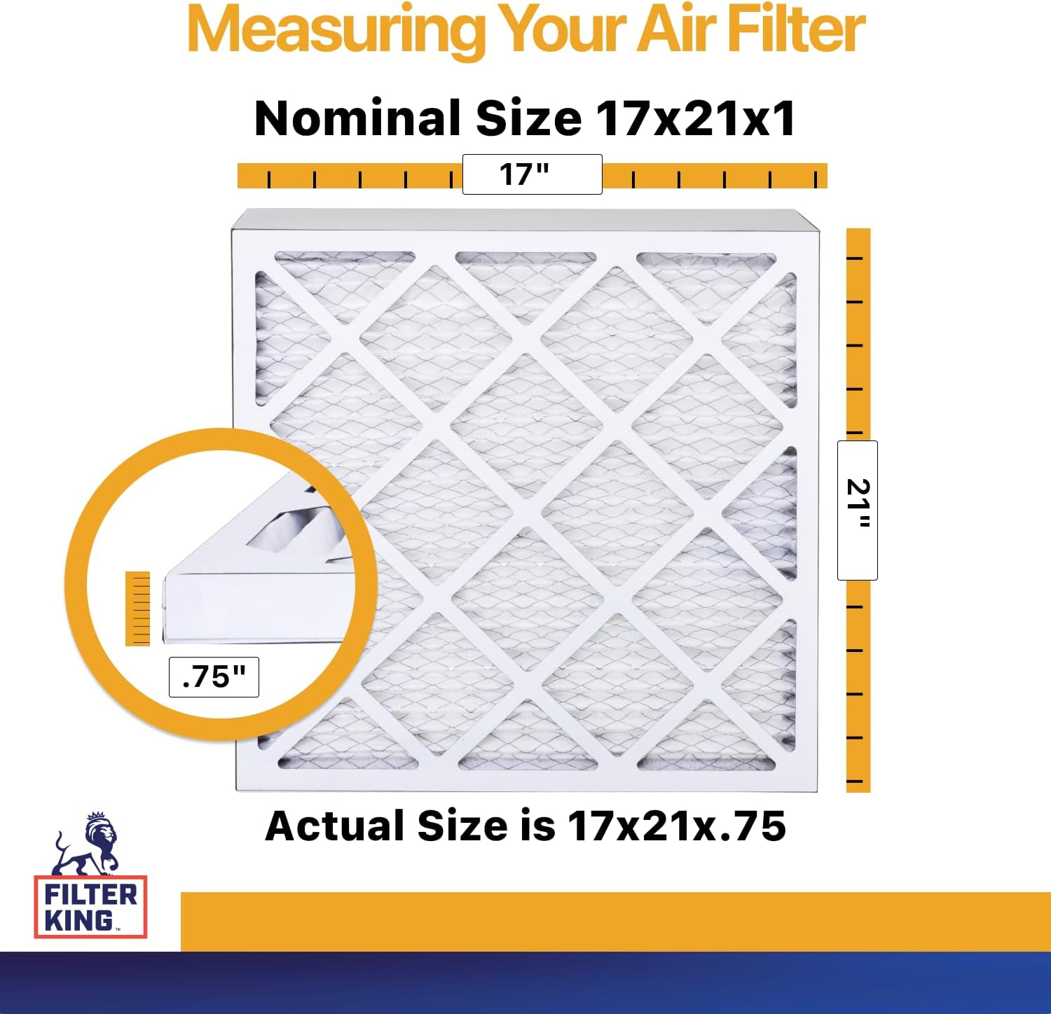 Filter King 17x21x1 Air Filter | 4-PACK | MERV 13 HVAC Pleated A/C Furnace Filter | MADE IN USA | Actual Size: 17 x 21 x .75"