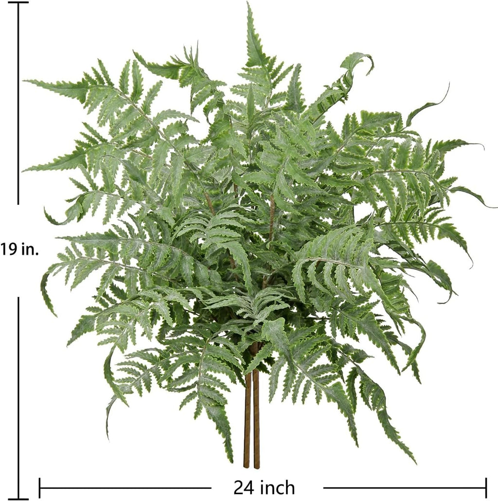 Fake Plants Stem Artificial Boston Fern 19" Green Fake Greenery Branches 2 Pcs UV Resistant Faux Plant Bushes for Home Indoor Outdoor Garden Wedding Bouquet Table Decor
