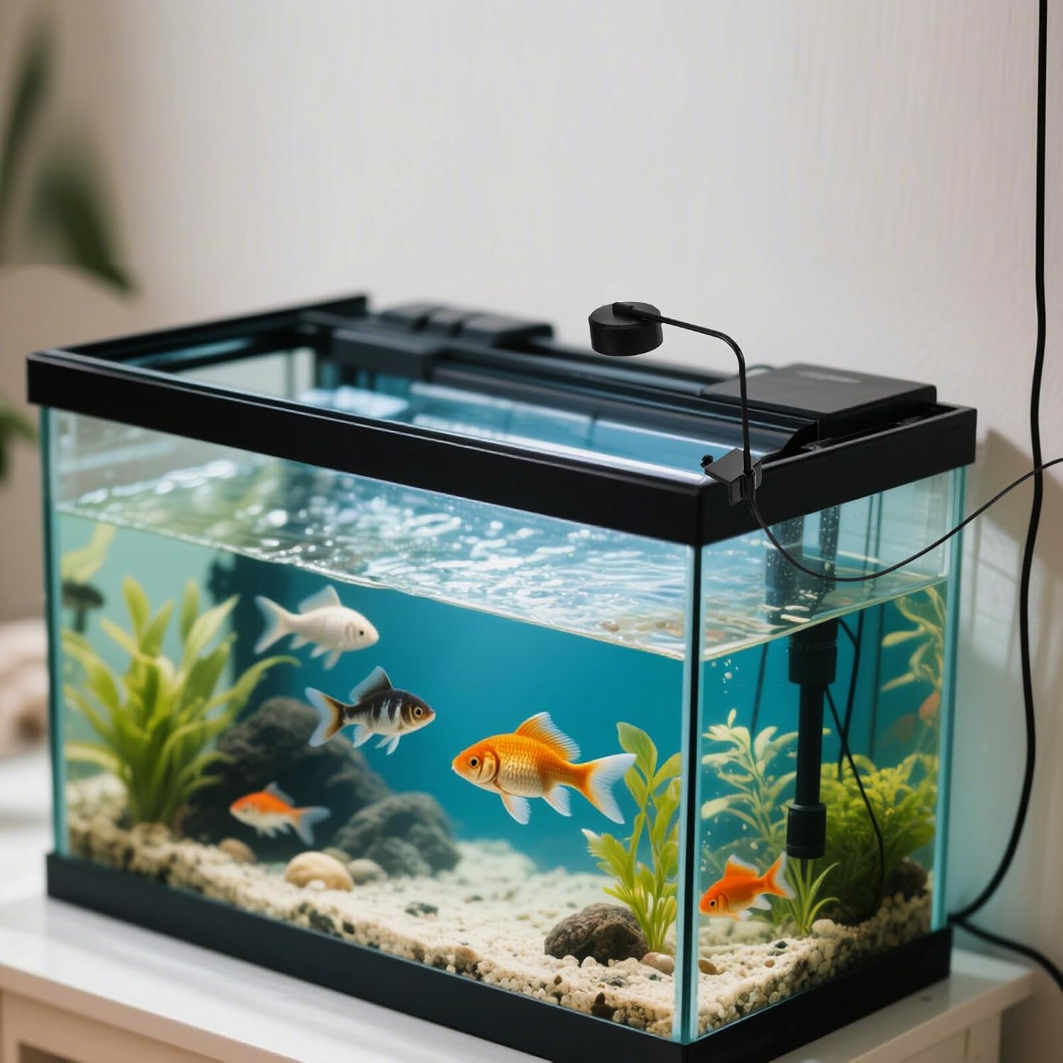 COHEALI Mini Aquarium LED Light USB Powered Small Fish Tank Lamp with Switchable Blue and White Illumination for Versatile Aquarium Lighting