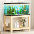 FORRTY Solid Wood Aquarium Stand – Heavy Duty Wooden Fish Tank Stand With 2-Tier Storage | Natural Pine Reptile Tank Table | Indoor Plant Rack | Printer Table | Multi-Purpose Shelf | 30–150cm Width(Wo
