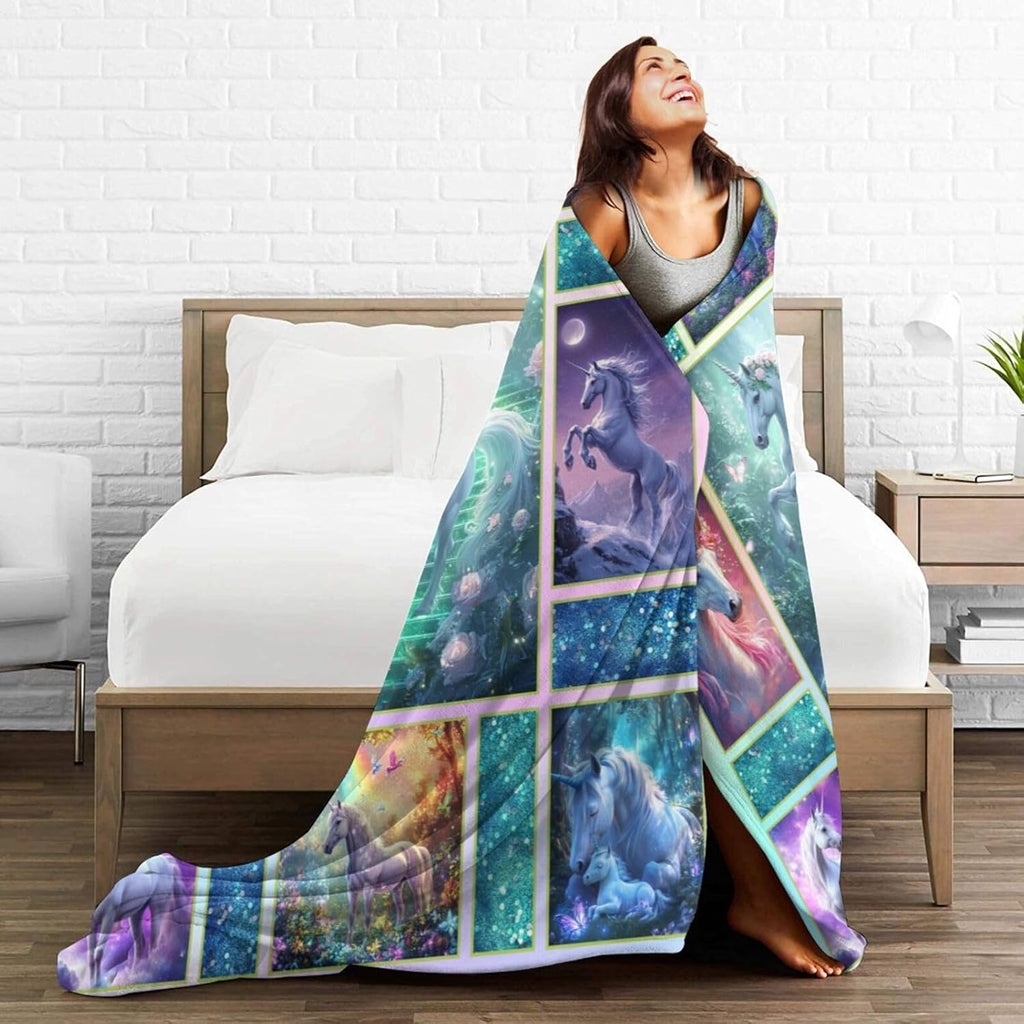 Unicorn Blanket Unicorn Throw Blanket Flannel Stuff Merch Cozy Decor Fleece Plush Fuzzy Warm Soft Lightweight Bedding Gifts for Lover Girls Women Men Boy Couch Sofa 50"X40"