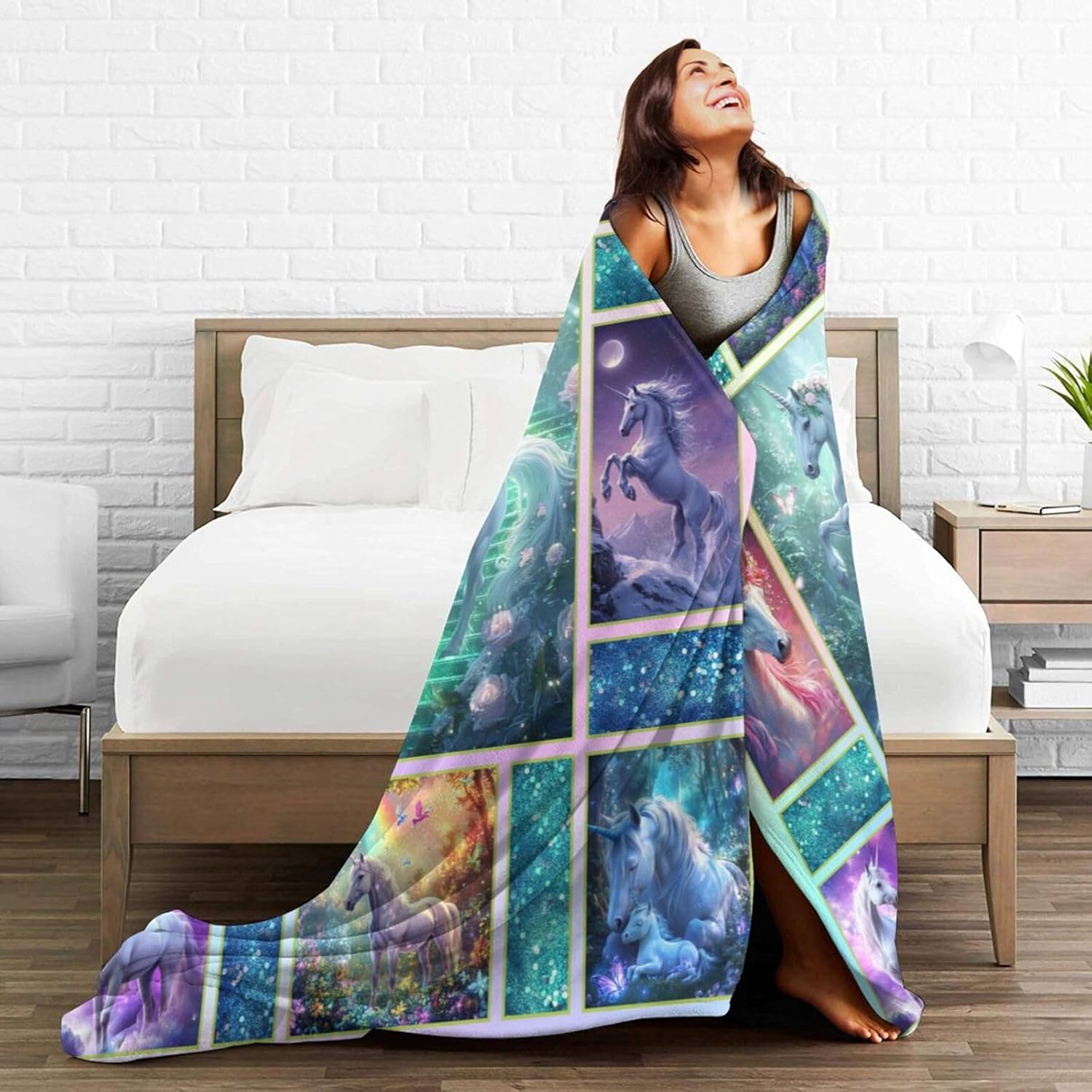 Unicorn Blanket Unicorn Throw Blanket Flannel Stuff Merch Cozy Decor Fleece Plush Fuzzy Warm Soft Lightweight Bedding Gifts for Lover Girls Women Men Boy Couch Sofa 50"X40"