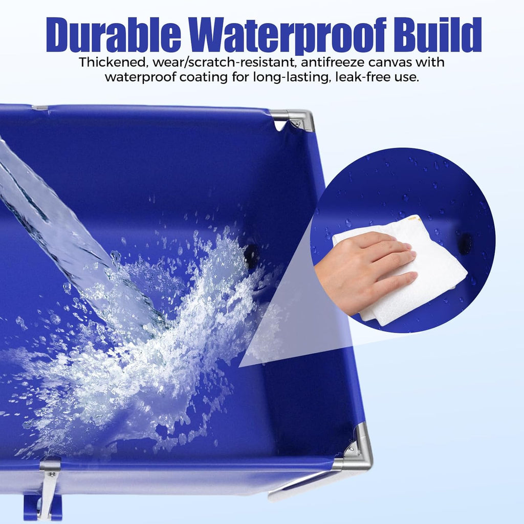 Portable Foldable Fish Tank 120 Gallon, Outdoor Indoor Canvas Aquaculture Pond with Stainless Steel Frame, Rectangular Canvas Fish Pond, Drain Valve, Koi Breeding Pond for Fish Shrimp Lobster Breeding