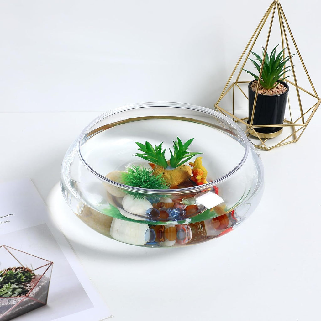 NUOBESTY Transparent Fish Tank Aquarium Plastic Desktop Fish Bowl for Office Home Goldfish Plants Supply