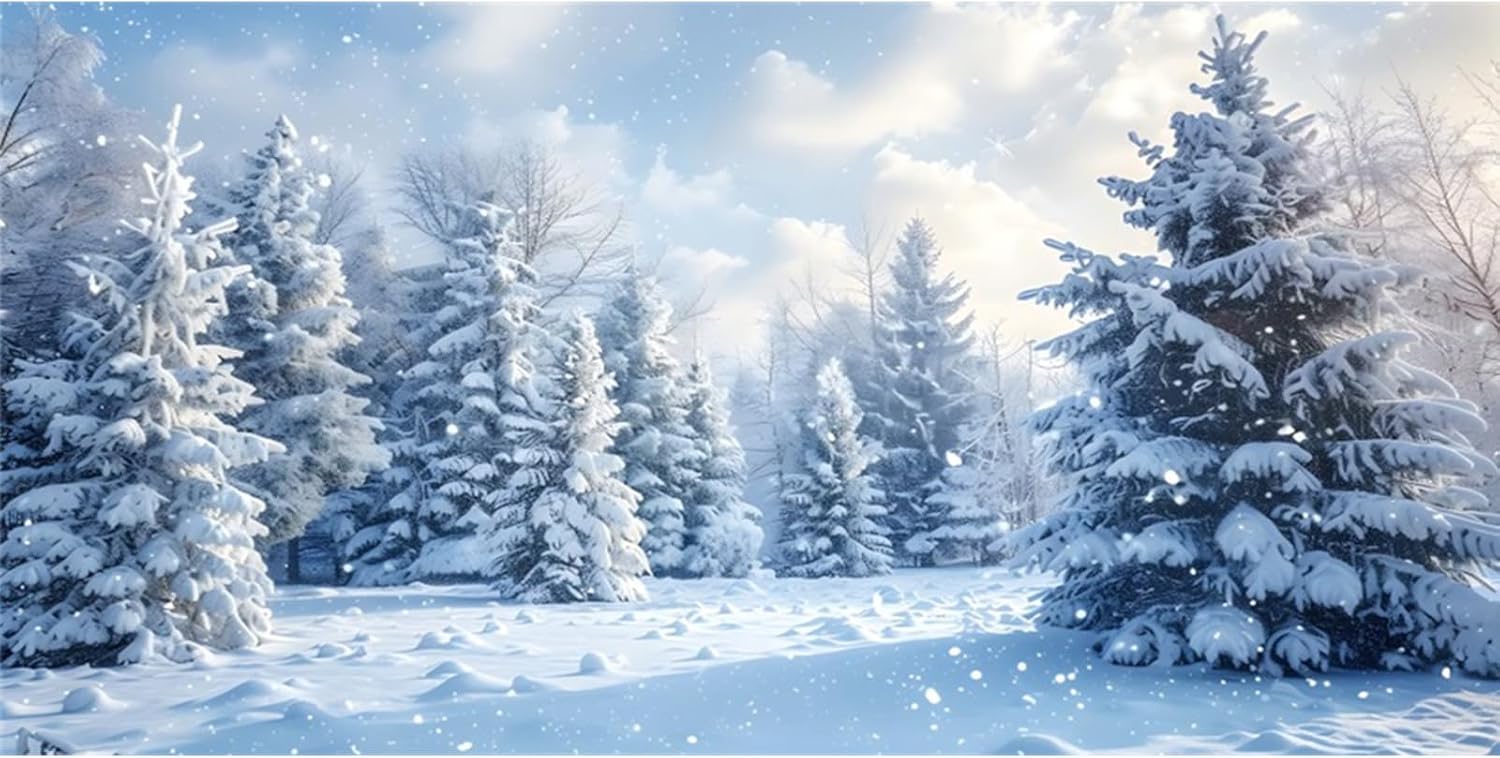 YongFoto Fish Tank Background - 48x18 inch Winter Snow Scene Aquarium Backdrop for Reptile Terrarium & Bearded Dragon Habitat