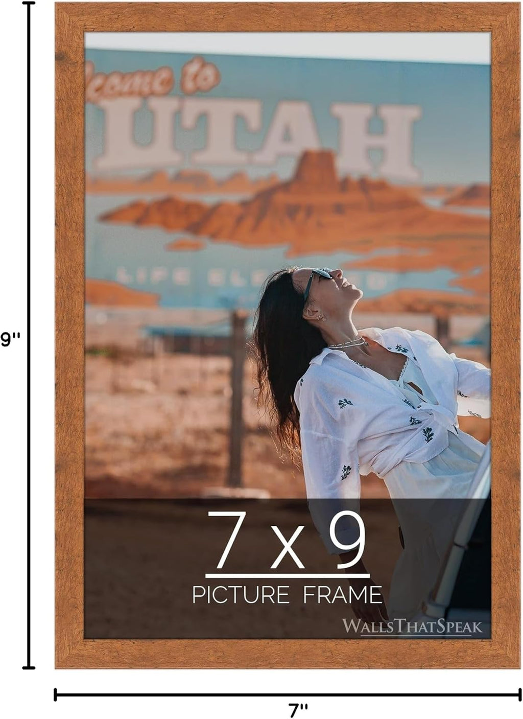 wallsthatspeak 7x9 Light Walnut Rustic Pine Picture Frame for Puzzles Posters Photos or Artwork
