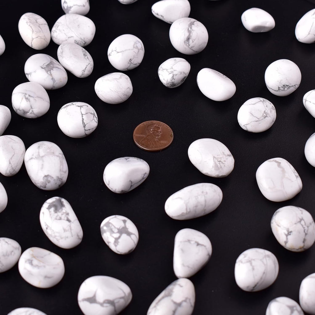 Howlite Healing Crystal Stone Set - 24 Pieces, 0.6" Natural & Polished Stones for Healing, Meditation, Reiki, Chakra, Crafting & Decoration